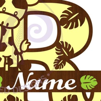 Intra απο ξύλο plywood  Χρώμα wenge 3mm-4mm πάχος - Giraffe Capital R Μονόγραμμα Δίασταση 30x20 cm INTRAFABR-26584385 - Image 3