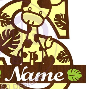 Intra απο ξύλο plywood  Χρώμα wenge 3mm-4mm πάχος - Giraffe Capital S Μονόγραμμα Δίασταση 30x20 cm INTRAFABR-30127174 - Image 3