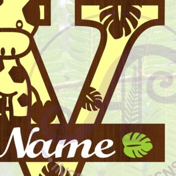 Intra απο ξύλο plywood Χρώμα wenge 3mm-4mm πάχος - Καμηλοπάρδαλη κεφαλαίο V μονόγραμμα Δίασταση 30x20 cm INTRAFABR-27391194 - Image 1