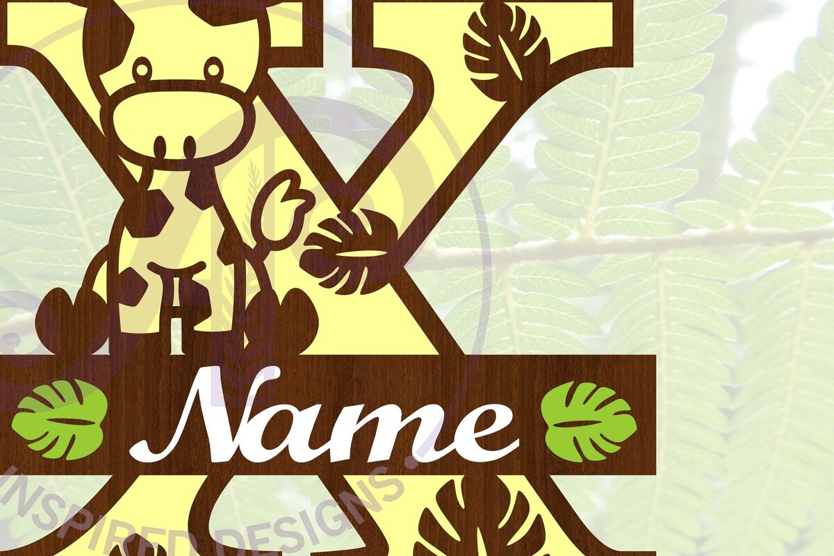 Intra απο ξύλο plywood  Χρώμα wenge 3mm-4mm πάχος - Giraffe Capital X Letter Monogram Δίασταση 30x20 cm INTRAFABR-27703724