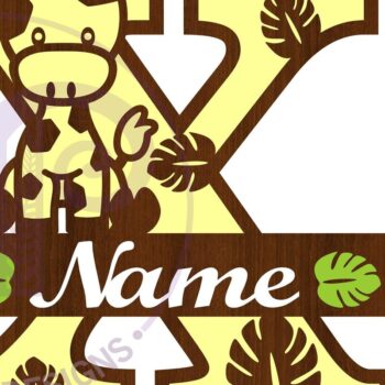 Intra απο ξύλο plywood  Χρώμα wenge 3mm-4mm πάχος - Giraffe Capital X Letter Monogram Δίασταση 30x20 cm INTRAFABR-27703724 - Image 3