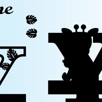 Intra απο ξύλο plywood  Χρώμα wenge 3mm-4mm πάχος - Μονόγραμμα με κεφαλαίο Y της καμηλοπάρδαλης Δίασταση 30x20 cm INTRAFABR-117734930 - Image 2