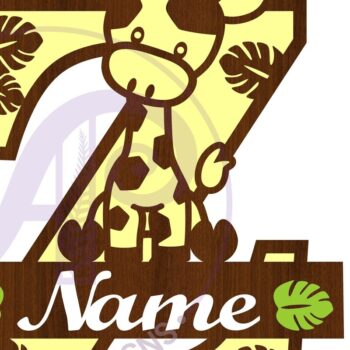 Intra απο ξύλο plywood  Χρώμα wenge 3mm-4mm πάχος - Μονόγραμμα με κεφαλαίο Z της καμηλοπάρδαλης Δίασταση 30x20 cm INTRAFABR-97180662 - Image 3