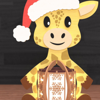 Intra απο ξύλο plywood Χρώμα wenge 3mm-4mm πάχος - Χριστουγεννιάτικο φανάρι καμηλοπάρδαλης κόψιμο με λέιζερ Δίασταση 30x20 cm INTRAFABR-119557181 - Image 1