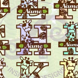 Intra απο ξύλο plywood  Χρώμα wenge 3mm-4mm πάχος - Αρχεία δέσμης γραμμάτων μονογράμματος Giraffe Δίασταση 30x20 cm INTRAFABR-69841759