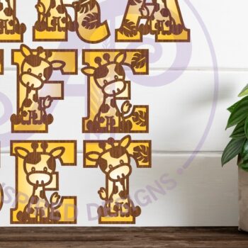 Intra απο ξύλο plywood  Χρώμα wenge 3mm-4mm πάχος - Giraffe Name Letters Alphabet Σετ X 45 Δίασταση 30x20 cm INTRAFABR-28032048 - Image 1