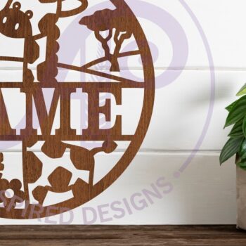 Intra απο ξύλο plywood  Χρώμα wenge 3mm-4mm πάχος - Σημάδι ονόματος καμηλοπάρδαλης Laser Δίασταση 30x20 cm INTRAFABR-28604206 - Image 1