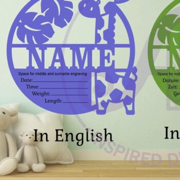 Intra απο ξύλο plywood  Χρώμα wenge 3mm-4mm πάχος - Στατιστικά νεογέννητου μωρού καμηλοπάρδαλης, πλάκα γέννησης Δίασταση 30x20 cm INTRAFABR-28604350 - Image 2