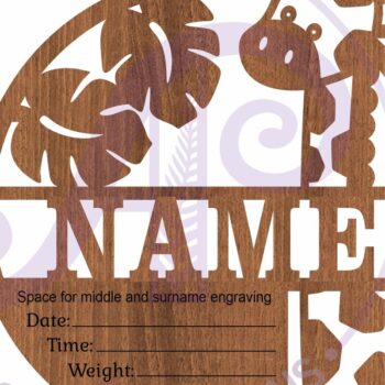 Intra απο ξύλο plywood  Χρώμα wenge 3mm-4mm πάχος - Στατιστικά νεογέννητου μωρού καμηλοπάρδαλης, πλάκα γέννησης Δίασταση 30x20 cm INTRAFABR-28604350 - Image 4