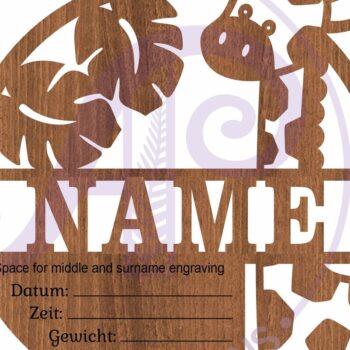 Intra απο ξύλο plywood  Χρώμα wenge 3mm-4mm πάχος - Στατιστικά νεογέννητου μωρού καμηλοπάρδαλης, πλάκα γέννησης Δίασταση 30x20 cm INTRAFABR-28604350 - Image 5