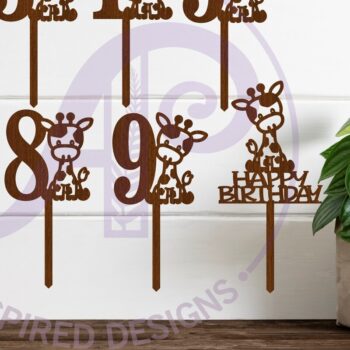 Intra απο ξύλο plywood  Χρώμα wenge 3mm-4mm πάχος - Giraffe Number Cake Toppers, 10 σχέδια Δίασταση 20x20 cm INTRAFABR-28604580 - Image 1