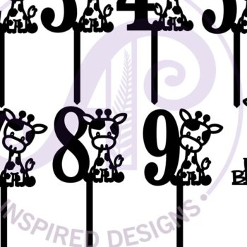 Intra απο ξύλο plywood  Χρώμα wenge 3mm-4mm πάχος - Giraffe Number Cake Toppers, 10 σχέδια Δίασταση 20x20 cm INTRAFABR-28604580 - Image 3