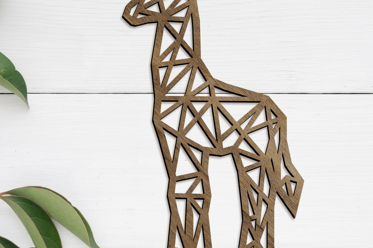 Intra απο ξύλο plywood  Χρώμα wenge 3mm-4mm πάχος - Διακοσμητικό πρότυπο καμηλοπάρδαλης Δίασταση 19x17 cm INTRAFABR-28604785