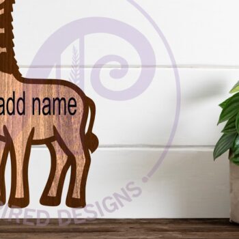 Intra απο ξύλο plywood  Χρώμα wenge 3mm-4mm πάχος - Πινακίδα ονόματος δύο επιπέδων περίγραμμα καμηλοπάρδαλης Δίασταση 30x20 cm INTRAFABR-28646082 - Image 2