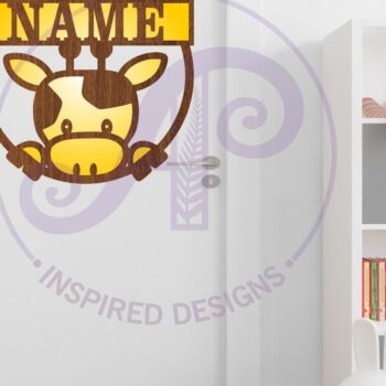 Intra απο ξύλο plywood  Χρώμα wenge 3mm-4mm πάχος - Πινακίδα ονόματος καμηλοπάρδαλης που κρυφοκοιτάζει Δίασταση 30x20 cm INTRAFABR-28646105 - Image 4