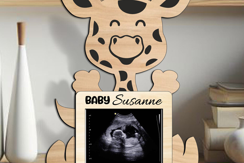 Intra απο ξύλο plywood  Χρώμα wenge 3mm-4mm πάχος - Ηχογράφημα Ανακοίνωση Εγκυμοσύνης Καμηλοπάρδαλης Δίασταση 4x3 cm INTRAFABR-28646163