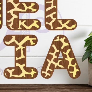 Intra απο ξύλο plywood  Χρώμα wenge 3mm-4mm πάχος - Giraffe Print Letters Alphabet Σετ X 26 Δίασταση 30x20 cm INTRAFABR-28646245 - Image 1