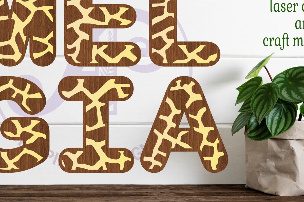 Intra απο ξύλο plywood  Χρώμα wenge 3mm-4mm πάχος - Giraffe Print Letters Alphabet Σετ X 26 Δίασταση 30x20 cm INTRAFABR-28646245