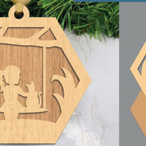 Intra απο ξύλο plywood  Χρώμα wenge 3mm-4mm πάχος - Στολίδι με λέιζερ για κορίτσι και γάτα Δίασταση 6x6 cm INTRAFABR-118809718