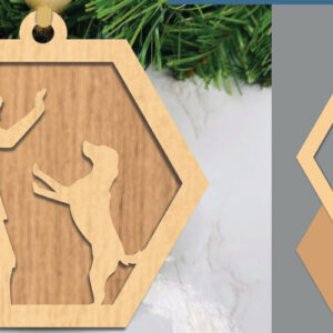 Intra απο ξύλο plywood  Χρώμα wenge 3mm-4mm πάχος - Στολίδι με λέιζερ για κορίτσι και σκύλο Δίασταση 6x6 cm INTRAFABR-118809777