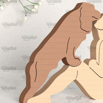 Intra απο ξύλο plywood Χρώμα wenge 3mm-4mm πάχος - για κορίτσι και σκύλο. Ξύλινο ειδώλιο Δίασταση 30x20 cm INTRAFABR-118809791 - Image 1