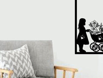 Intra απο ξύλο plywood Χρώμα wenge 3mm-4mm πάχος - Κορίτσι ποδήλατο ό λέιζερ τοίχου τέχνης Δίασταση 40x50 cm INTRAFABR-118690524 - Image 1