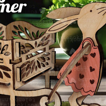 Intra απο ξύλο plywood  Χρώμα wenge 3mm-4mm πάχος - Κορίτσι Κουνελάκι Αγρότης| Πασχαλινή διακόσμηση Δίασταση 15x15 cm INTRAFABR-93934922 - Image 1