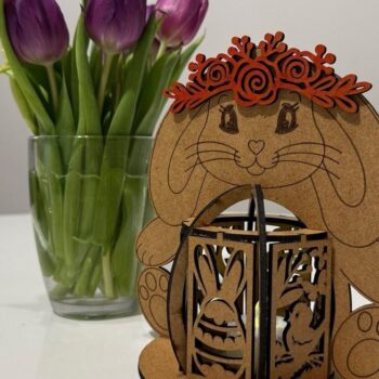 Intra απο ξύλο plywood  Χρώμα wenge 3mm-4mm πάχος - Κηροπήγιο πασχαλινό λαγουδάκι κορίτσι Δίασταση 6x6 cm INTRAFABR-66598703 - Image 4