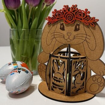 Intra απο ξύλο plywood  Χρώμα wenge 3mm-4mm πάχος - Κηροπήγιο πασχαλινό λαγουδάκι κορίτσι Δίασταση 6x6 cm INTRAFABR-66598703 - Image 5