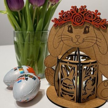 Intra απο ξύλο plywood  Χρώμα wenge 3mm-4mm πάχος - Κηροπήγιο πασχαλινό λαγουδάκι κορίτσι Δίασταση 6x6 cm INTRAFABR-66598703 - Image 7