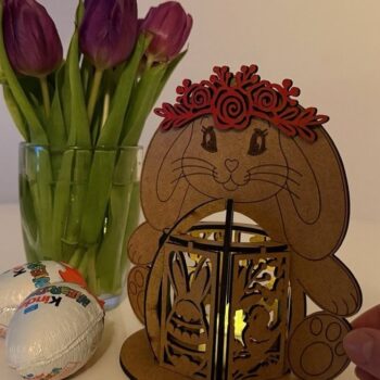 Intra απο ξύλο plywood  Χρώμα wenge 3mm-4mm πάχος - Κηροπήγιο πασχαλινό λαγουδάκι κορίτσι Δίασταση 6x6 cm INTRAFABR-66598703 - Image 10