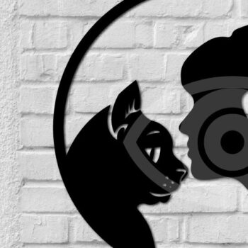 Intra απο ξύλο plywood  Χρώμα wenge 3mm-4mm πάχος - Girl Kiss Cat Love Wall Are Decor Design Δίασταση 40x50 cm INTRAFABR-66392775 - Image 1