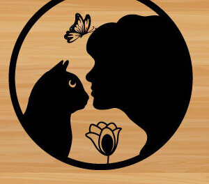 Intra απο ξύλο plywood  Χρώμα wenge 3mm-4mm πάχος - Girl Kiss Cat Love Decor Art Laser τοίχου Δίασταση 40x50 cm INTRAFABR-120467095