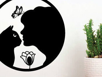 Intra απο ξύλο plywood  Χρώμα wenge 3mm-4mm πάχος - Girl Kiss Cat Love Decor Art Laser τοίχου Δίασταση 40x50 cm INTRAFABR-120467095 - Image 2