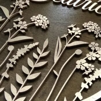 Intra απο ξύλο plywood  Χρώμα wenge 3mm-4mm πάχος - Cut Name Name Name Girl Δίασταση 20x20 cm INTRAFABR-95234945 - Image 2