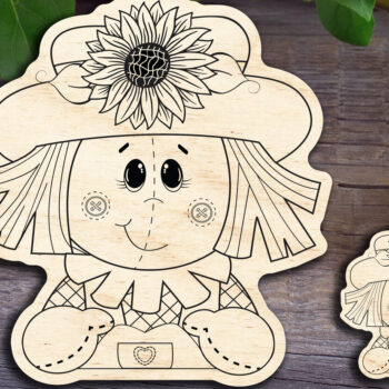 Intra απο ξύλο plywood  Χρώμα wenge 3mm-4mm πάχος - Κορίτσι Σκιάχτρο V2 Δίασταση 20x20 cm INTRAFABR-95235005 - Image 1