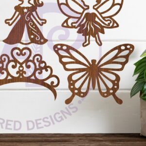 Intra απο ξύλο plywood  Χρώμα wenge 3mm-4mm πάχος - Σχήμα κοπής λέιζερ σιλουέτας δωματίου για κορίτσια Δίασταση 30x20 cm INTRAFABR-95189503