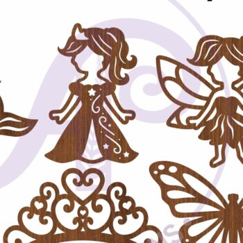 Intra απο ξύλο plywood Χρώμα wenge 3mm-4mm πάχος - Σχήμα κοπής λέιζερ σιλουέτας δωματίου για κορίτσια Δίασταση 30x20 cm INTRAFABR-95189503 - Image 3