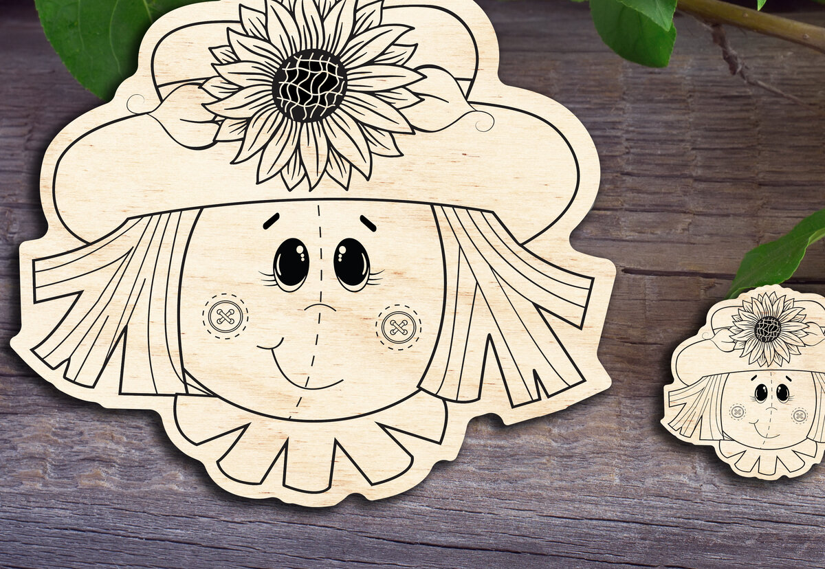 Intra απο ξύλο plywood  Χρώμα wenge 3mm-4mm πάχος - Girls Scarecrow V1 Δίασταση 20x20 cm INTRAFABR-95189542