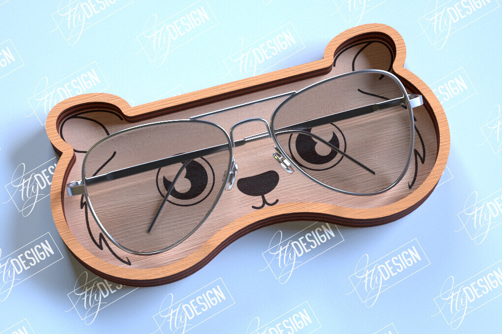 Intra απο ξύλο plywood  Χρώμα wenge 3mm-4mm πάχος - Θήκη γυαλιών |Bear Face |CNC Δίασταση 20x20 cm INTRAFABR-118476634