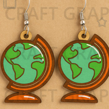 Intra απο ξύλο plywood  Χρώμα wenge 3mm-4mm πάχος - Globe Earrings – Γεωγραφία Class Δίασταση 3x3 cm INTRAFABR-91168228 - Image 1