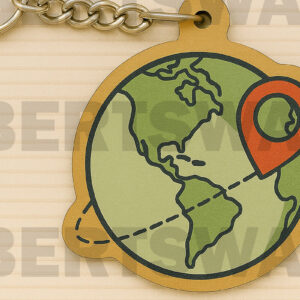Intra απο ξύλο plywood  Χρώμα wenge 3mm-4mm πάχος - Τοποθεσία Globe Keychain Δίασταση 4x4 cm INTRAFABR-118593203