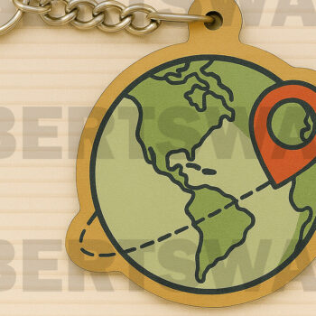 Intra απο ξύλο plywood Χρώμα wenge 3mm-4mm πάχος - Τοποθεσία Globe Keychain Δίασταση 4x4 cm INTRAFABR-118593203 - Image 1