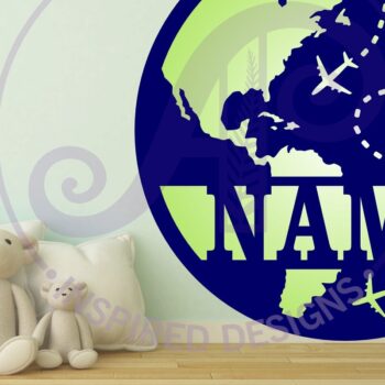 Intra απο ξύλο plywood  Χρώμα wenge 3mm-4mm πάχος - Globe, World Map Name Sign Design Δίασταση 30x20 cm INTRAFABR-66454016 - Image 1