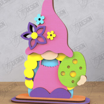 Intra απο ξύλο plywood  Χρώμα wenge 3mm-4mm πάχος - Πασχαλινό πακέτο Gnome Bunny | Λαγουδάκι του Πάσχα Δίασταση 15x15 cm INTRAFABR-119138347 - Image 7