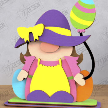 Intra απο ξύλο plywood  Χρώμα wenge 3mm-4mm πάχος - Gnome Bunny Πάσχα | Πασχαλινό λαγουδάκι | CNC Δίασταση 15x15 cm INTRAFABR-119821152 - Image 1