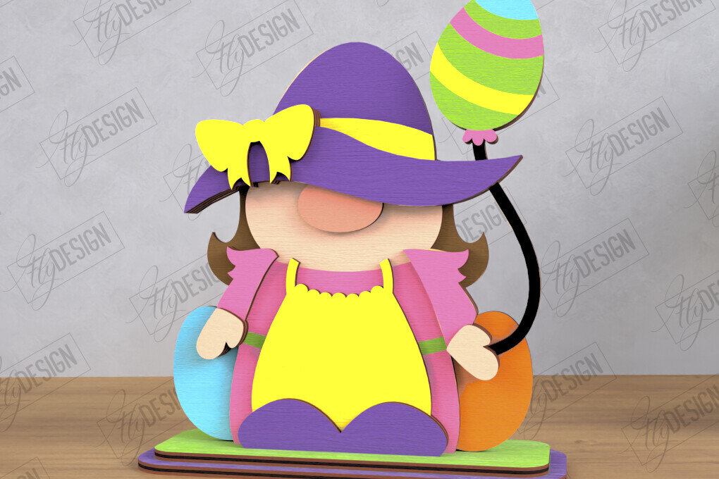 Intra απο ξύλο plywood  Χρώμα wenge 3mm-4mm πάχος - Gnome Bunny Πάσχα | Πασχαλινό λαγουδάκι | CNC Δίασταση 15x15 cm INTRAFABR-119821152