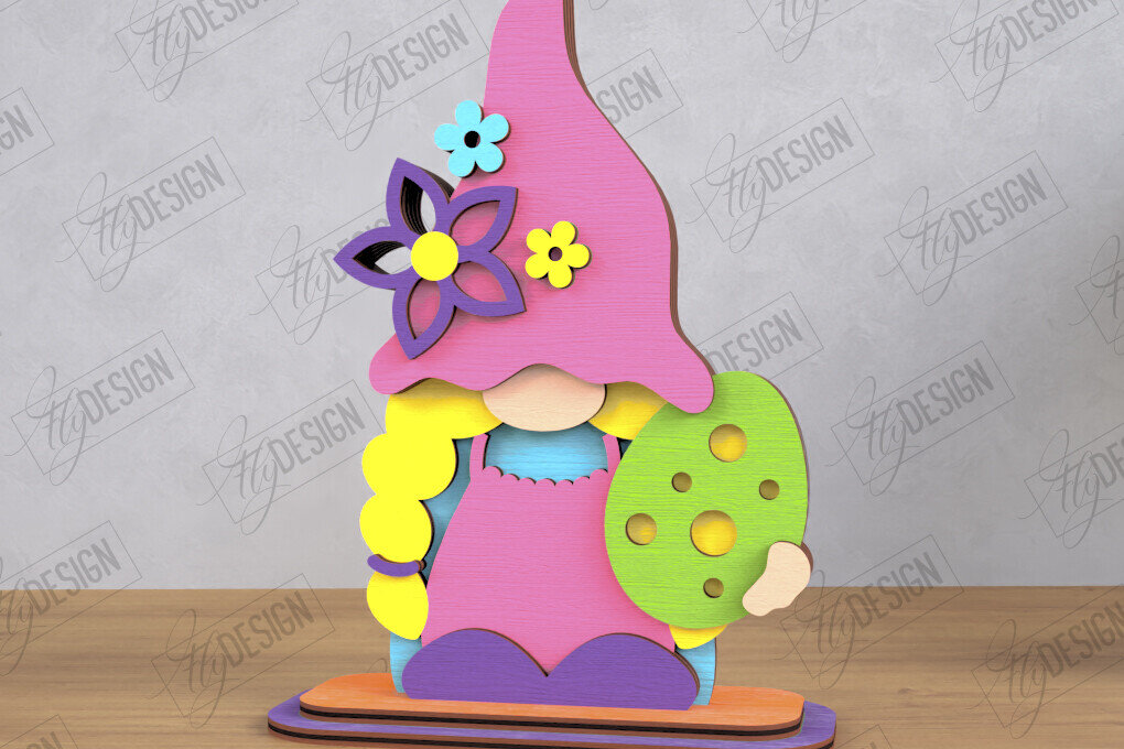 Intra απο ξύλο plywood  Χρώμα wenge 3mm-4mm πάχος - Gnome Bunny Πάσχα | Πασχαλινό λαγουδάκι | CNC Δίασταση 15x15 cm INTRAFABR-118130318