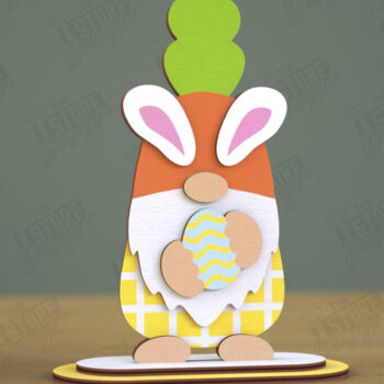 Intra απο ξύλο plywood  Χρώμα wenge 3mm-4mm πάχος - Gnome Bunny Πάσχα | Πασχαλινό λαγουδάκι | CNC Δίασταση 15x15 cm INTRAFABR-119795655 - Image 1