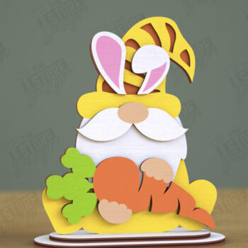 Intra απο ξύλο plywood  Χρώμα wenge 3mm-4mm πάχος - Gnome Bunny Πάσχα | Πασχαλινό λαγουδάκι | CNC Δίασταση 15x15 cm INTRAFABR-33078685 - Image 1